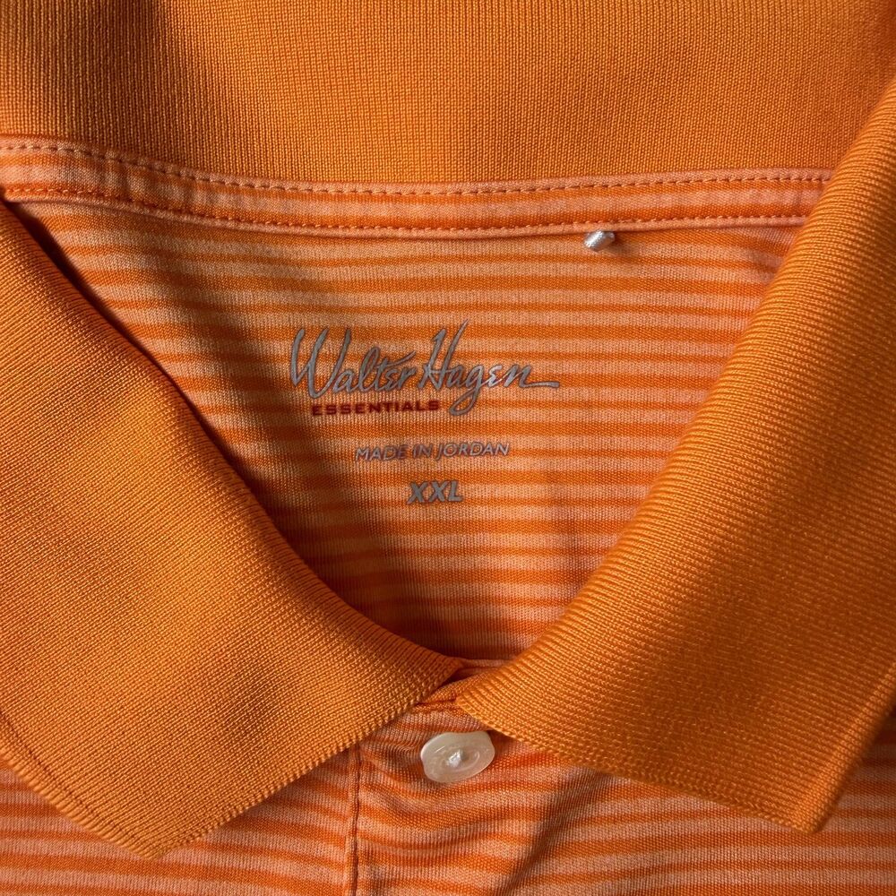 Walter Hagen Essentials Men’s Orange Striped Golf Polo Shirt - Size XXL - Picture 6 of 7